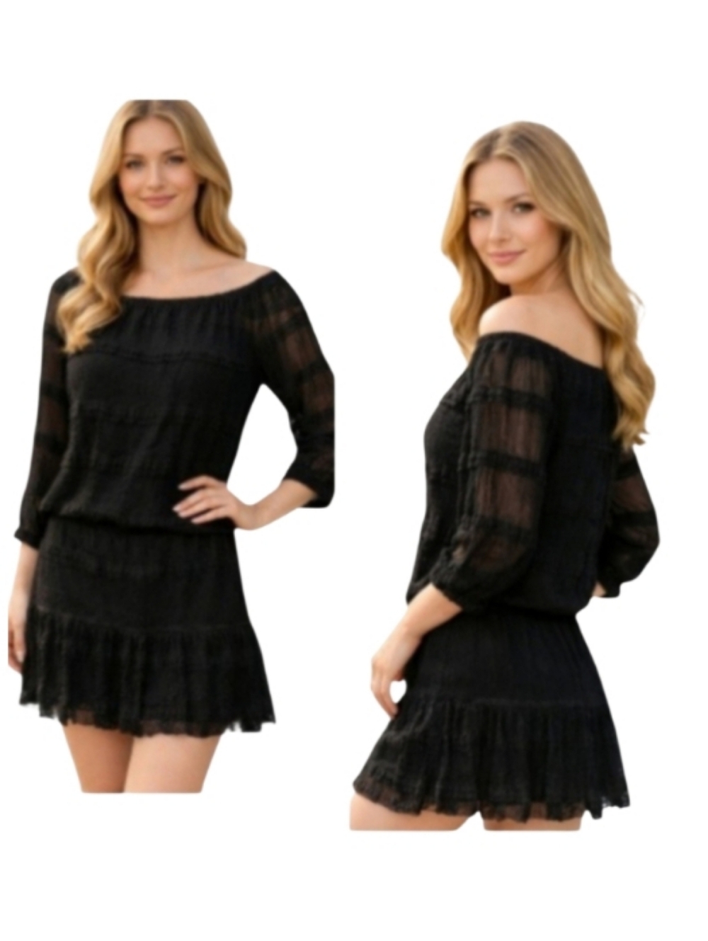 "Candie's" Black Off-Shoulder Mini Dress, Size Medium. Excellent Condition!